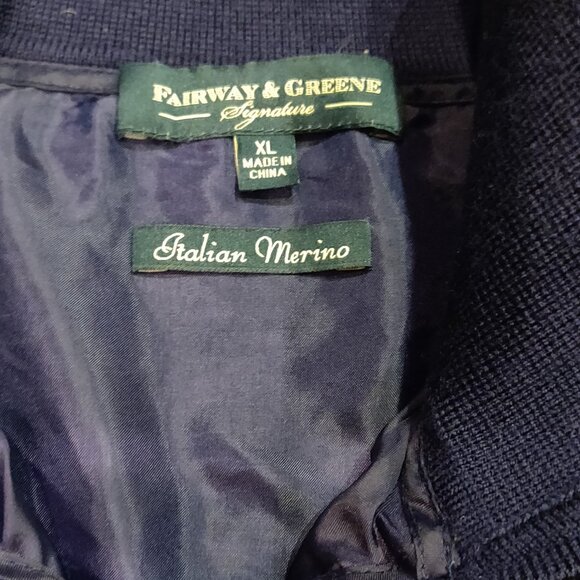 Fairway & Greene Italian Merino Wool Lined 1/4 Zip Sweater Vest Navy SIZ… - Picture 2 of 6